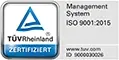 TÜV Rheinland ISO 9001:2015 Zertifikat Logo TÜV Rheinland ISO 9001:2015 Zertifikat